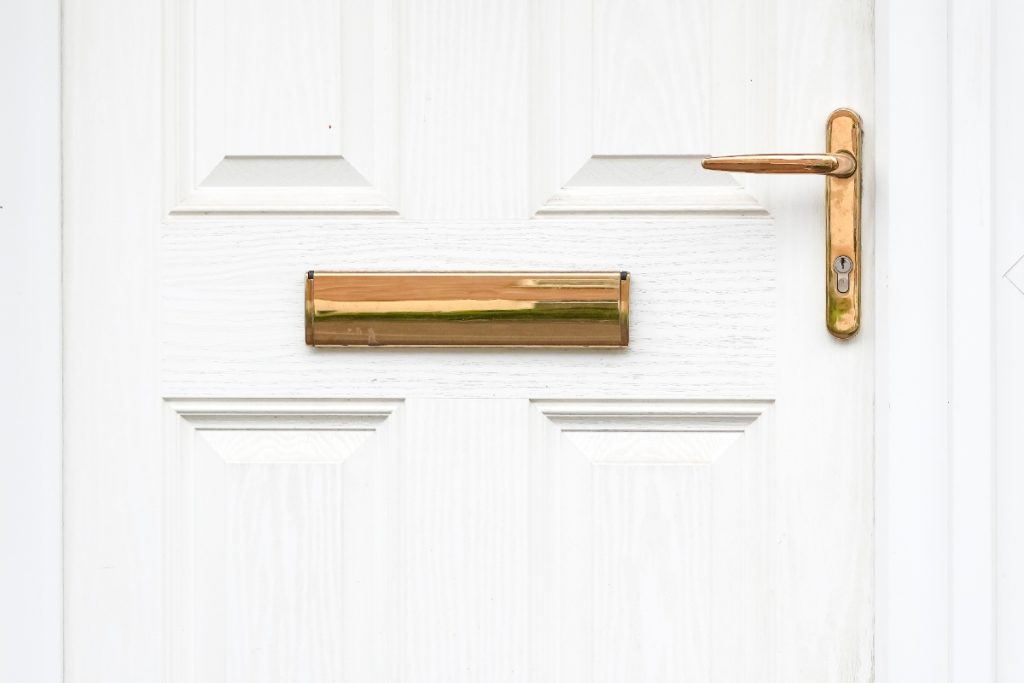 door handle and letter box