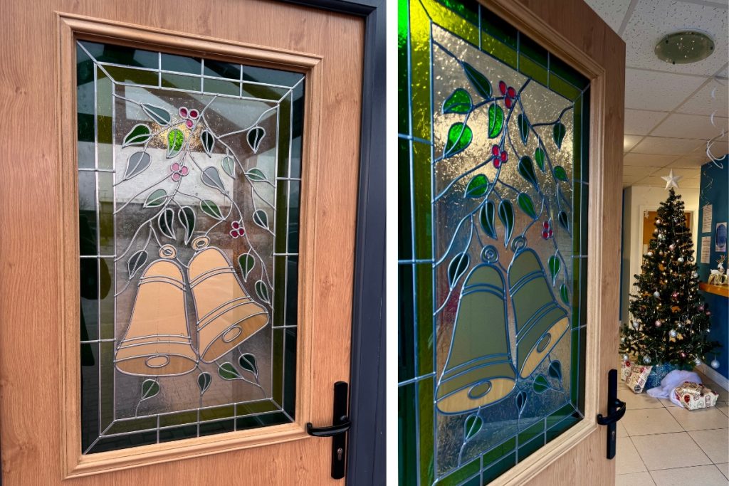 timberlike door christmas glass panel