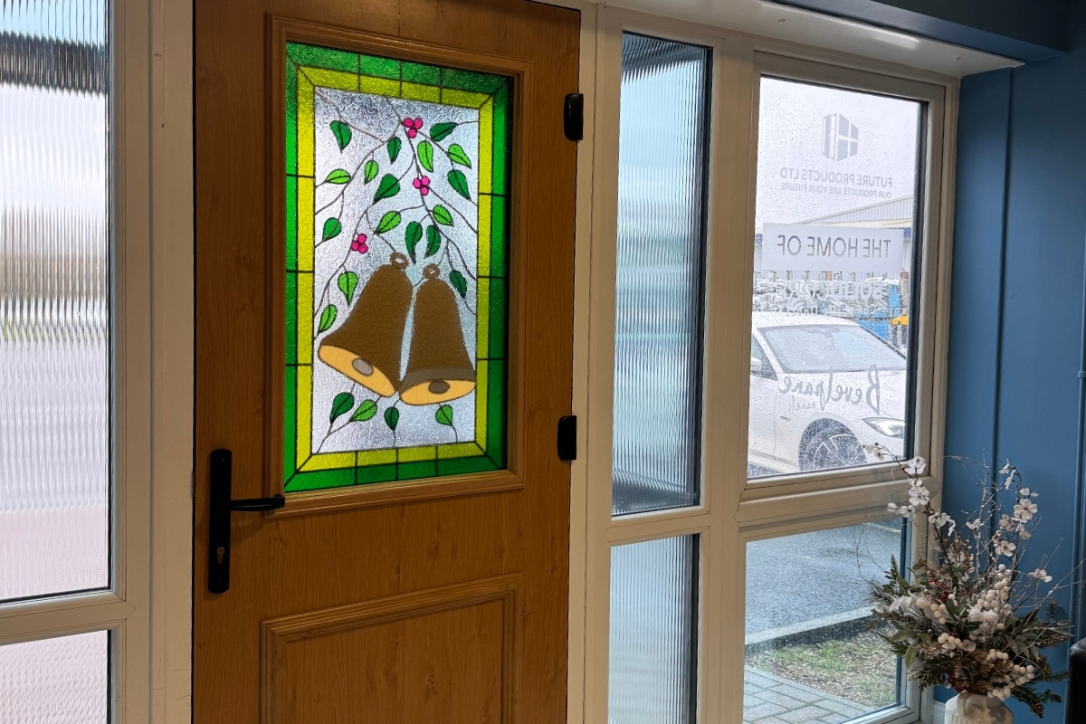 timberlike door christmas glass panel inside